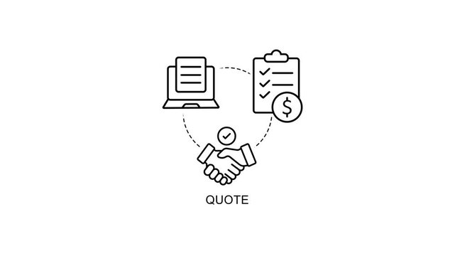 Business quote and agreement animation: service proposal, contract negotiation, and financial deal concept