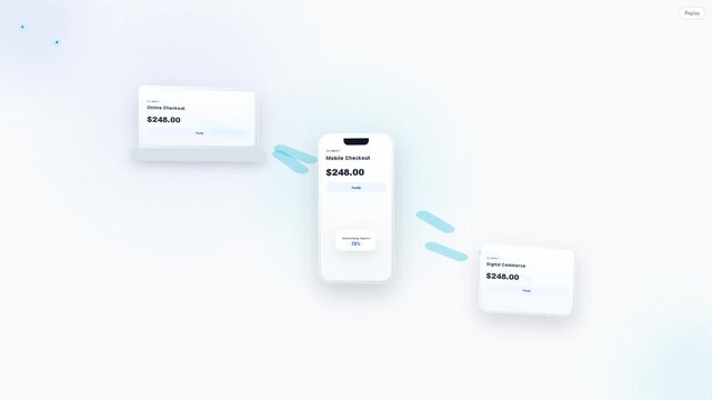 Digital Payment Synchronization Across Multiple Devices Animation