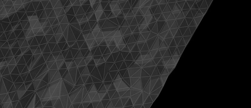Dark gray low poly wireframe surface with white dots and triangles
