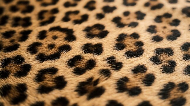 A close-up view of a leopard's spotted fur, showcasing the intricate pattern of rosettes and a soft, textured appearance.