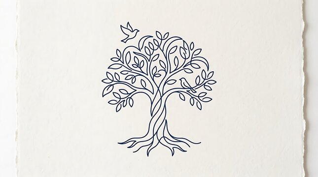 An elegant tree beautifully illustrated using detailed arabic calligraphy set against a clean white textured background as an artistic design element