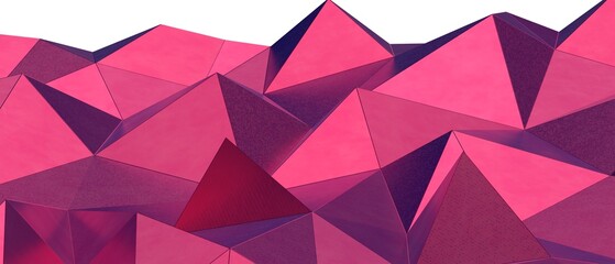 Obraz premium Abstract polygonal landscape with sharp geometric shapes in pink and purple tones.
