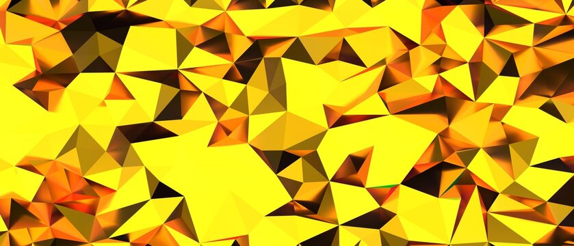 Dynamic abstract golden low poly background with intricate geometric patterns.