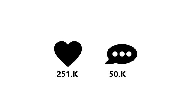 Social media engagement counter icon animation with rapidly increasing likes and comments for digital marketing, online promotion and audience growth.