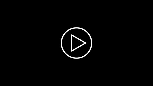 Abstract play button icon animation with white outline symbol on black background.