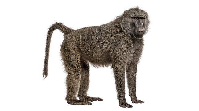Chacma baboon african primate isolated on transparent background