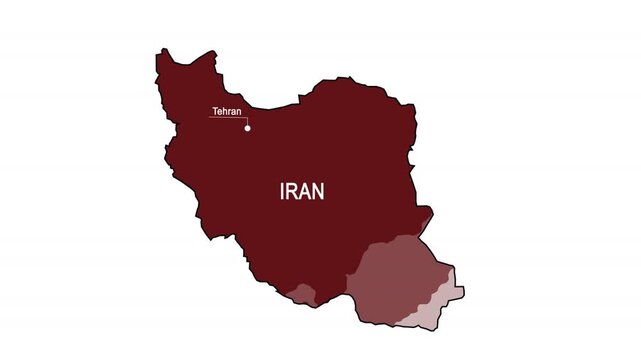 Video animation: Iran Map invasion maroon from Tehran