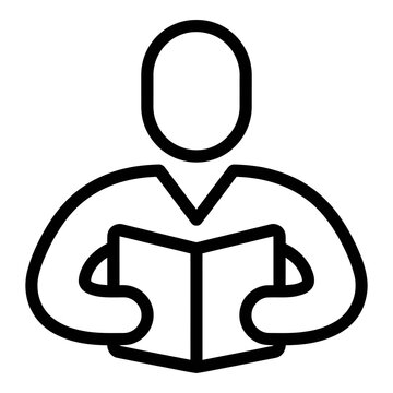 Person reading book in minimalist style icon
