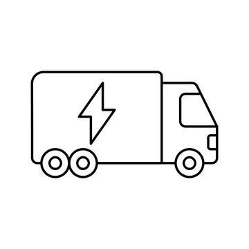 Electric truck delivery vehicle commercial EV line icon