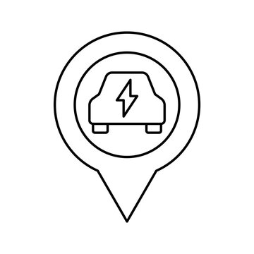 Electric vehicle EV charging map pointer location pin line icon