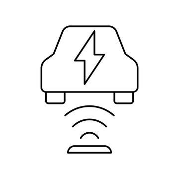 Electric vehicle EV wireless induction charging line icon