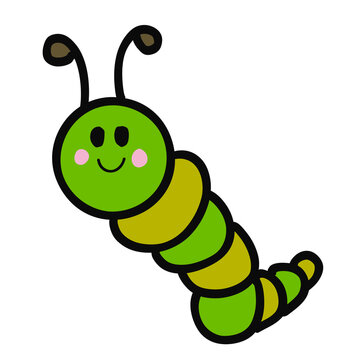 Cute cartoon green caterpillar