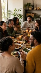 Obraz premium American community group close candid laughter around a crowded table