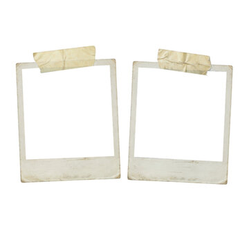 Two vintage polaroid photo frames taped with masking tape