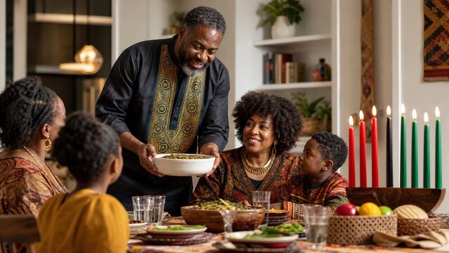 African American man serving a traditional family recipe at the table