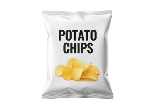 Potato chips bag with graphic design on transparent background snack