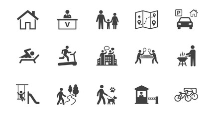 Fototapeta premium Set of residential and community facility icons