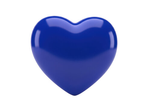 A glossy blue heart shape is displayed on transparent background