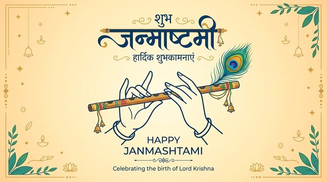 Happy Janmashtami Typography Design Vector Illustration