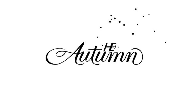 Hello Autumn text animation in black and white.It is great for autumn greetings, banners, etc.
