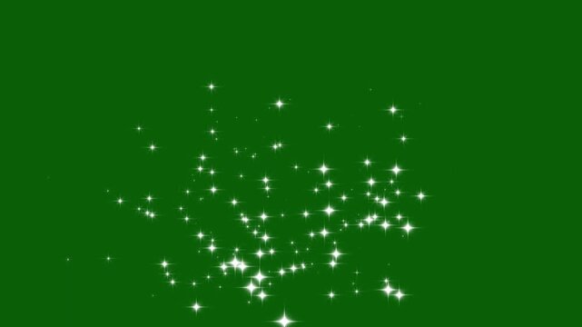 Abstract magic glitter animation, star line on a green screen background, Glowing 2D star sparkle animation, doodle cartoon twinkling stars with glitter burst effect, magical dust trail,4k video