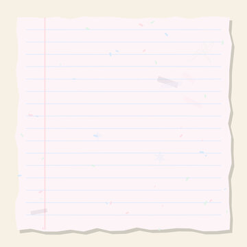 Torn sheet of lined paper with red margin