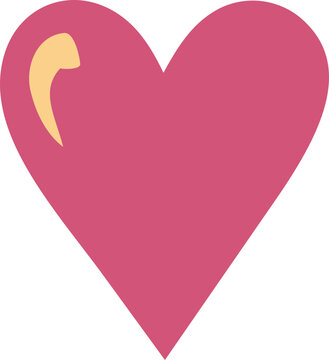 Simple pink heart icon with a soft golden highlight, designed as a clean romantic decorative element.