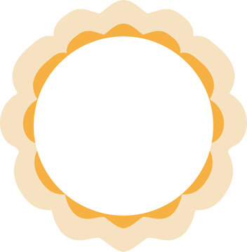 Decorative floral frame with layered cream and golden scalloped petals surrounding a bold circular center.