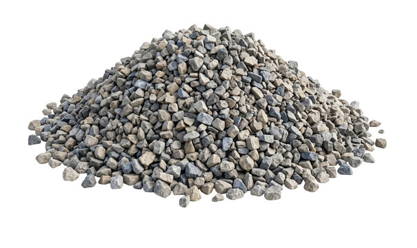 Pile of crushed stone aggregate for construction and landscaping projects