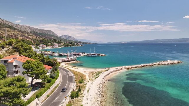 Krilo Jesenice Harbor And Adriatic Sea Near Podstrana, Croatia
