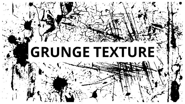 Black and White Grunge Texture Background with Ink Splatter Pattern
