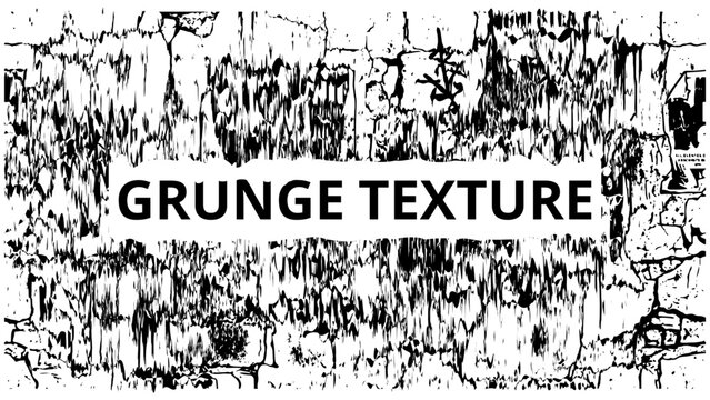Black and White Grunge Texture Background with Drip Distressed Pattern