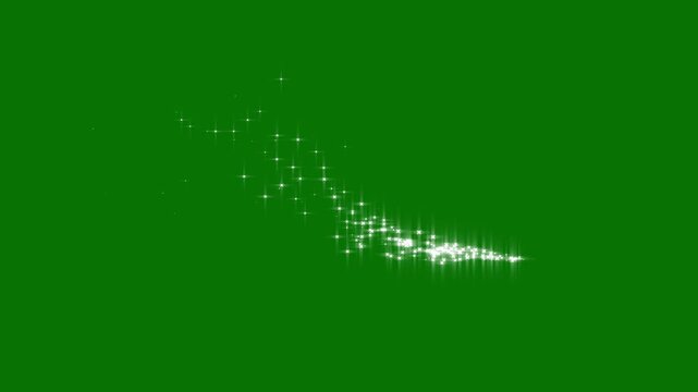 glitter star sparkle animation, magic line dust, pixie dust path, night star glitter  seamless fantasy effect on green screen overlay 4k.