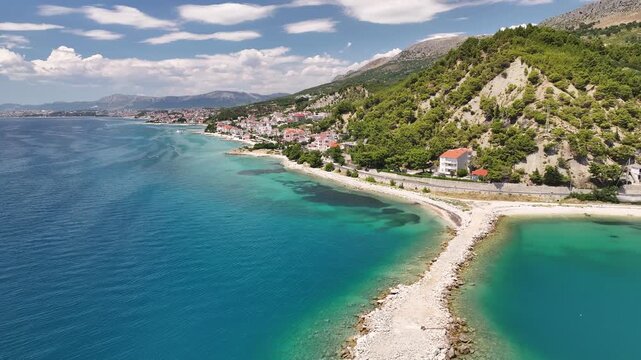 Podstrana Pier And Coastal Road Along The Adriatic Sea, Croatia