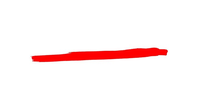 Animated red hand drawn underline brush stroke isolated on white background stock footage