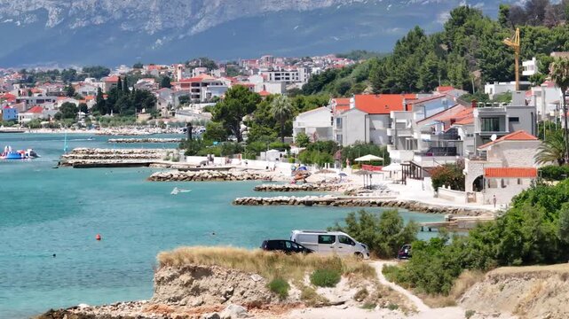 Aerial View Of The Adriatic Coast In Podstrana, Dalmatia, Croatia