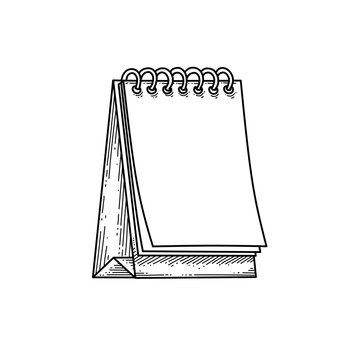 hand drawn blank standing desk flip notepad line art vector illustration