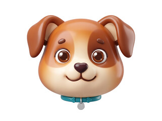 Obraz premium Cute cartoon dog face with big eyes and a collar, perfect for children's themes