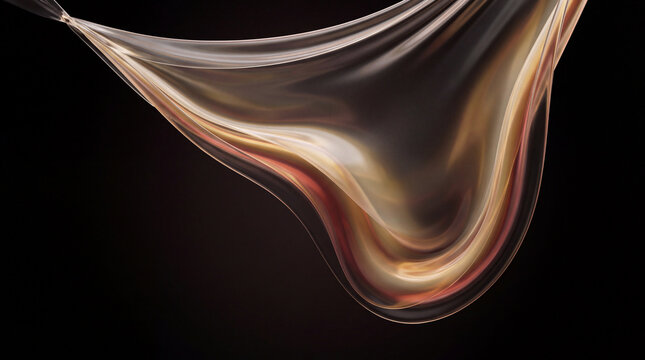 Amber 3D wave folds catch light along glossy glass