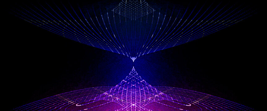 Abstract glowing hourglass energy vortex background