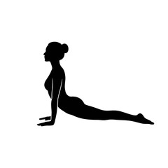 Fototapeta premium Cobra Pose Yoga Silhouette, Person Practicing Bhujangasana Stretch