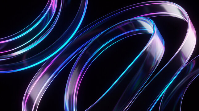 Neon 3D cables cross into a glowing X pattern