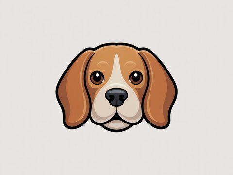Friendly beagle dog face illustration simple cartoon style