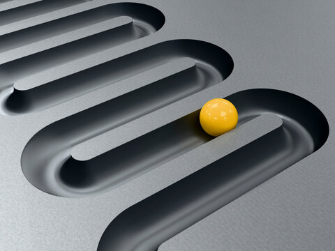 Ball Rolls in a Narrow Groove on a Smooth Surface in a Simple Design