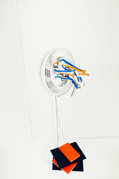 Fan/ventilator in business office during summer heat waves with flash