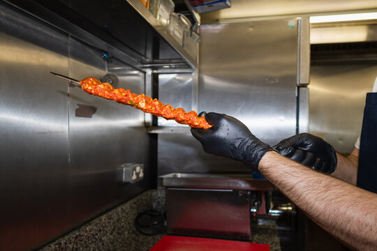 Fresh skewer, ready for the grill
