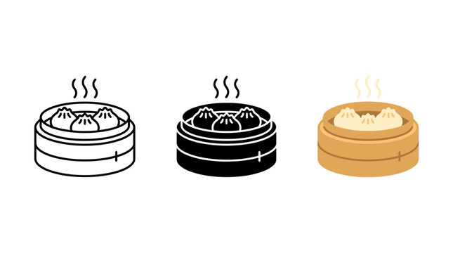 Steaming bamboo steamer basket with dim sum dumplings dumpling breakfast restaurant