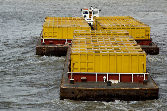 A boat pushing cargo in UK