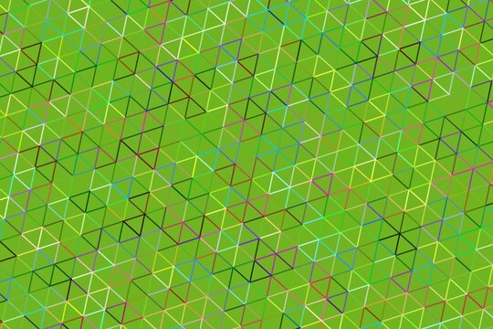 Abstract green geometric pattern with cubes and lines