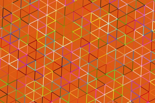 Colorful 3d geometric cubes pattern on orange background